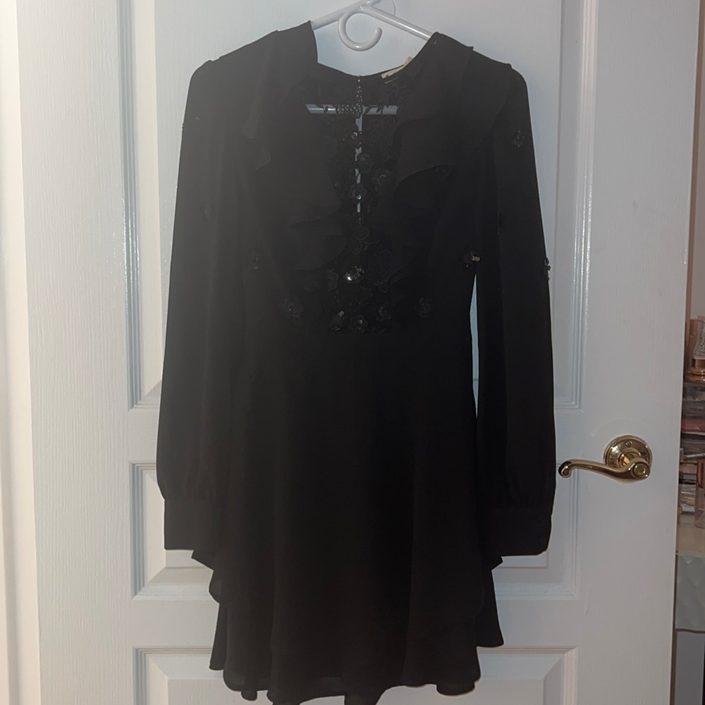 For love and lemons black embellished mini dress